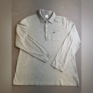 Brooks Brothers Light Gray Long Sleeve Polo 100% Cotton Size XXL
